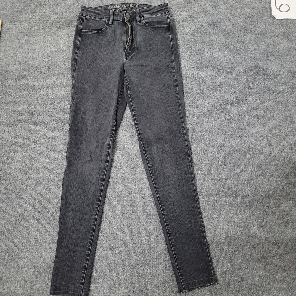 American Eagle Jeans Womens Size 4 Long Gray Skinny High Rise Stretch Denim